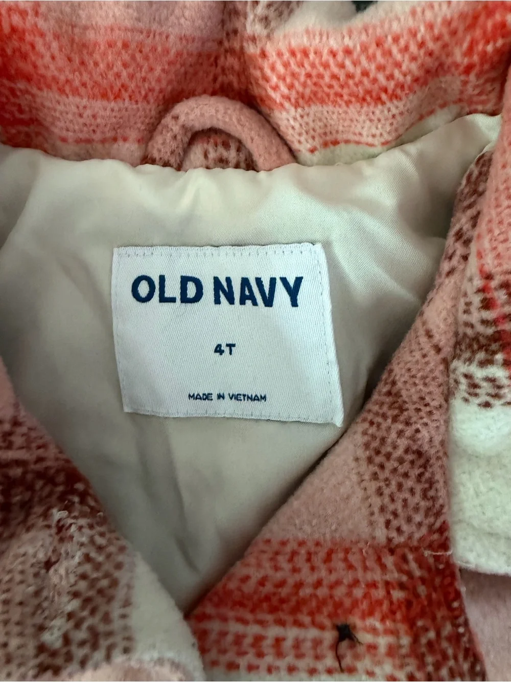 Old Navy Pink and Cream Plaid Kids Button-Up Jacket